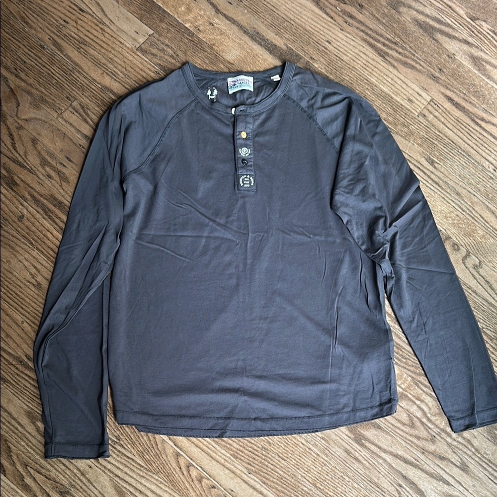 Scotch and soda Amsterdam, gray cotton, Henley, men's shirt Medium EUC